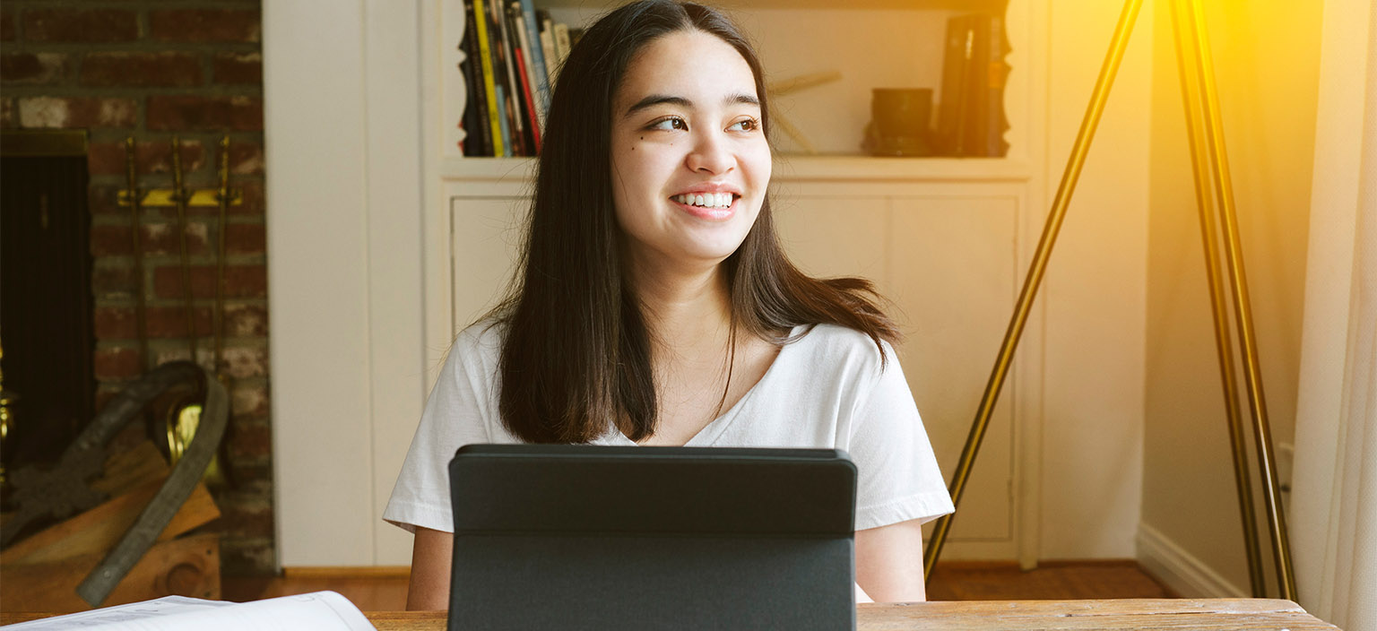 She studies harder this year. Female College Home Tutor. She studies.