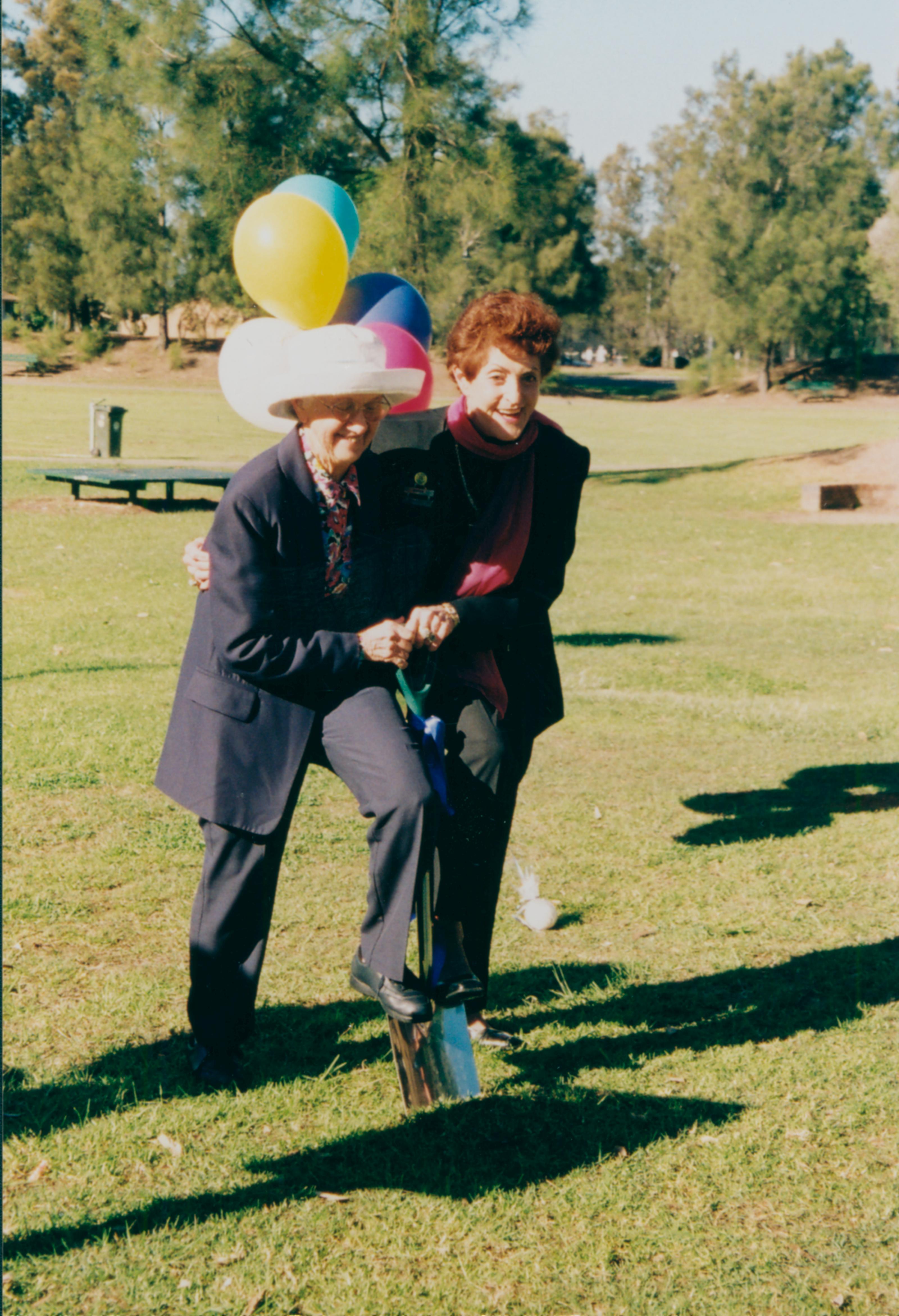 MVL_479_Olive_Beaton_and_Mayor_Patricia_Giles_turning_the_first_sod_as_part_of_the_Village_Park_Redevelopment_Mona_Vale_on_Friday_6_June_2003.jpg