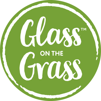 Glass on the Grass business logo - green circle with text 