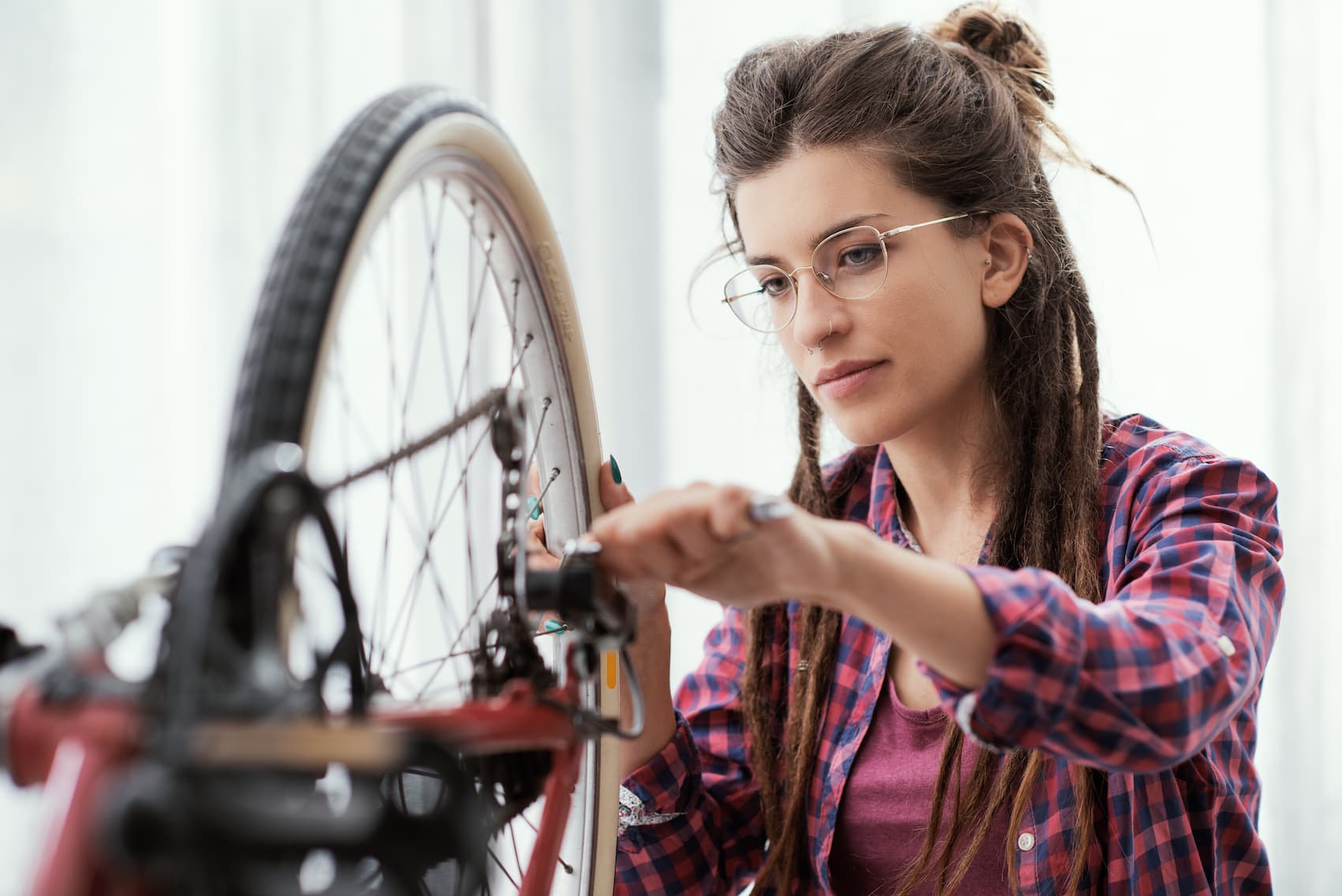 Person looking at a bike