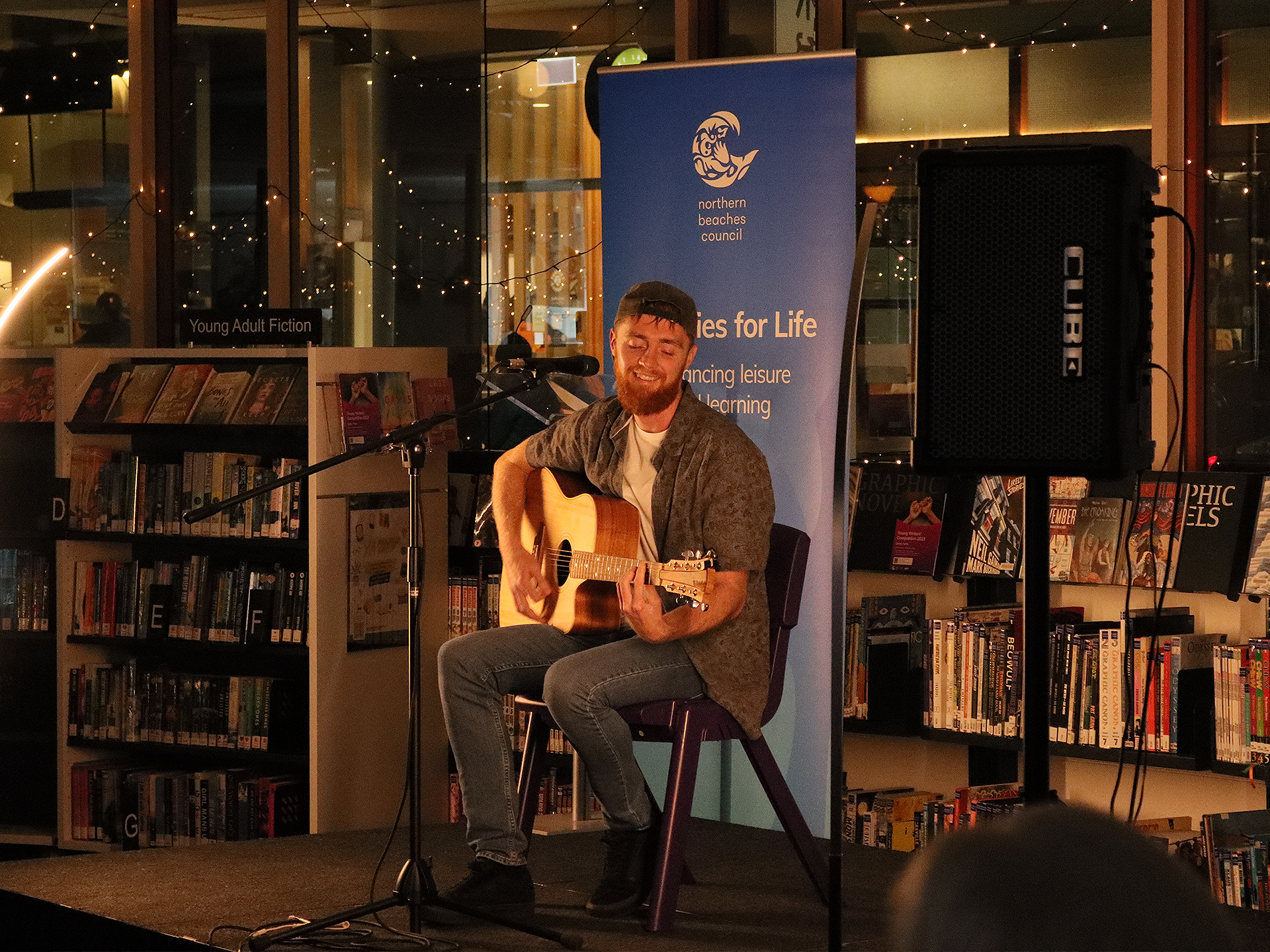 Open Mic Singer at Manly Library