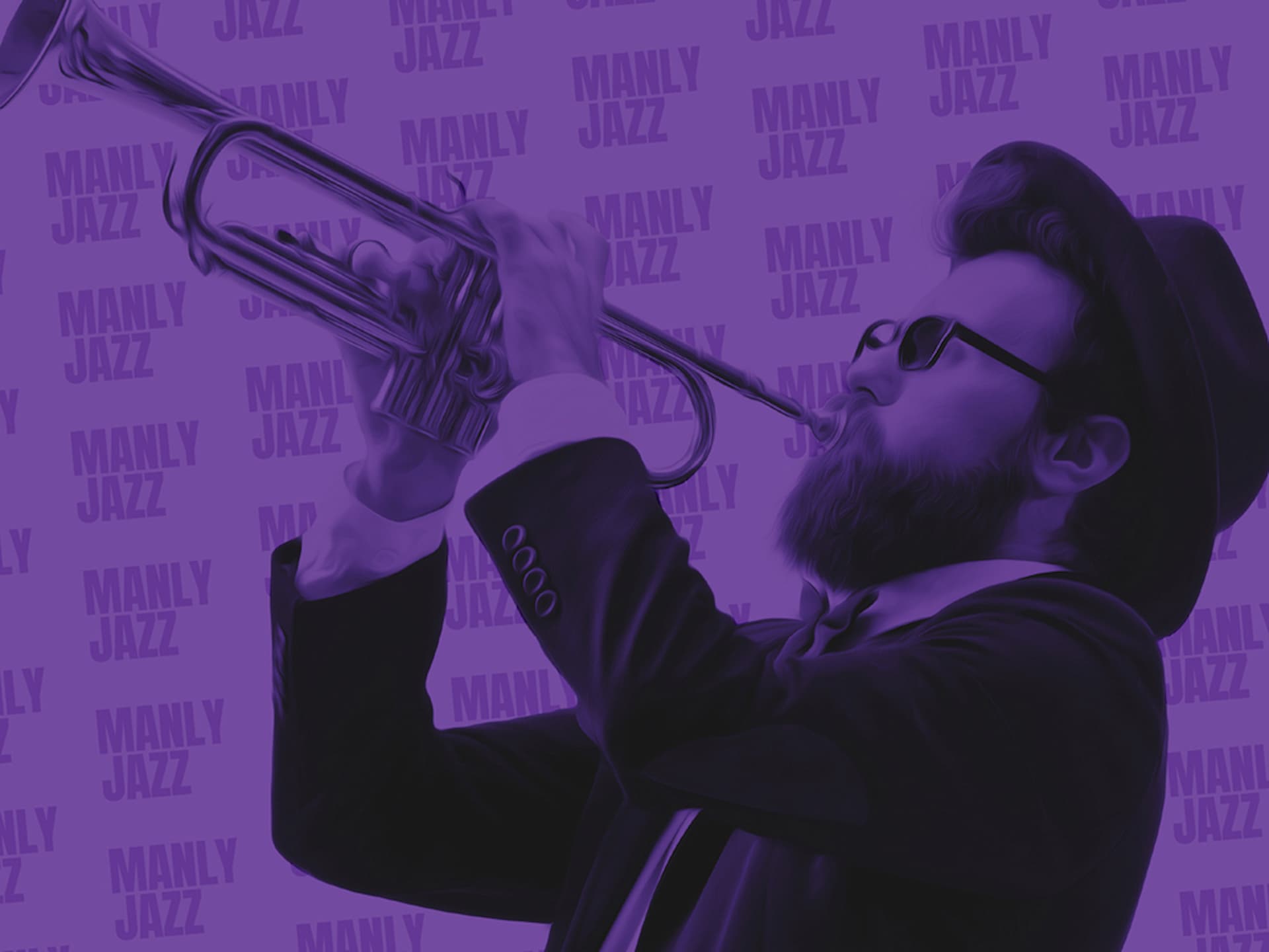 purple Manly Jazz branding