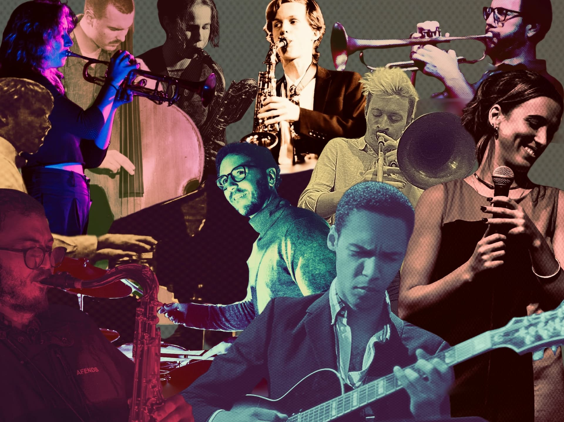 collage of jazz musicians