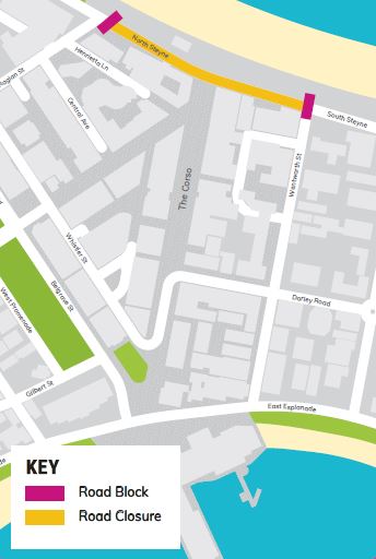 Map of North and South Steyne road closure for Manly Jazz