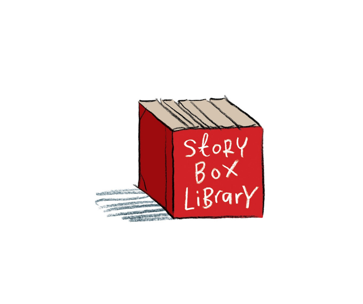 Red book with text story box library