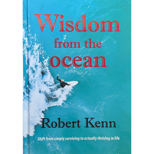 Book cover with a surfer on it