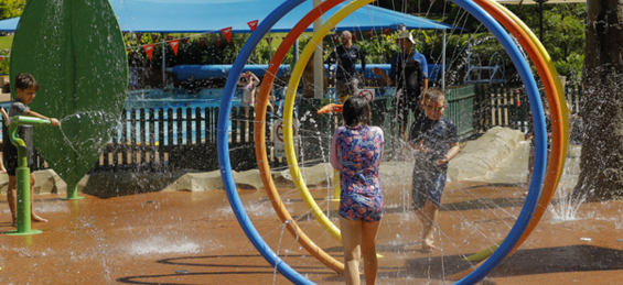 Children playing at a waterpark