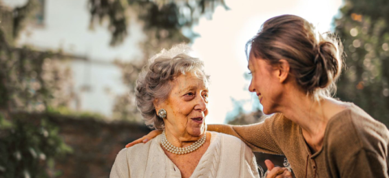 woman talking to her carer