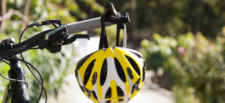 Helmet on a bike