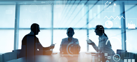 Generic meeting with double exposure glass effect