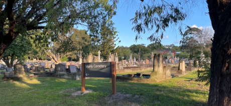 Manly cemetery sign