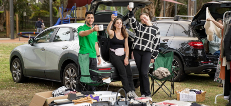 3 people smiling at Avalon Car Boot Sale
