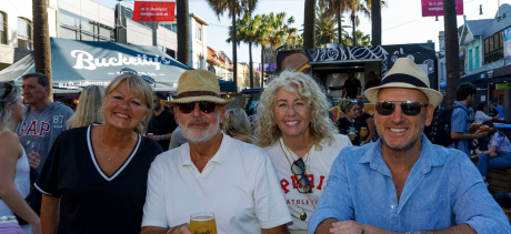 men and women sitting in the jazz garden