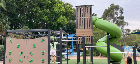 2 children playing at the Winnereremy Playground