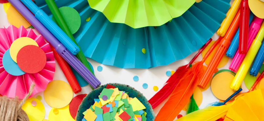 craft materials displayed on a table