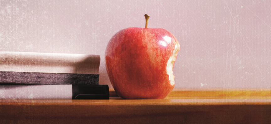 apple on desk