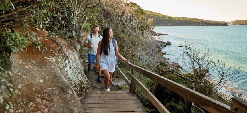 People walking along the Spit to Manly walk