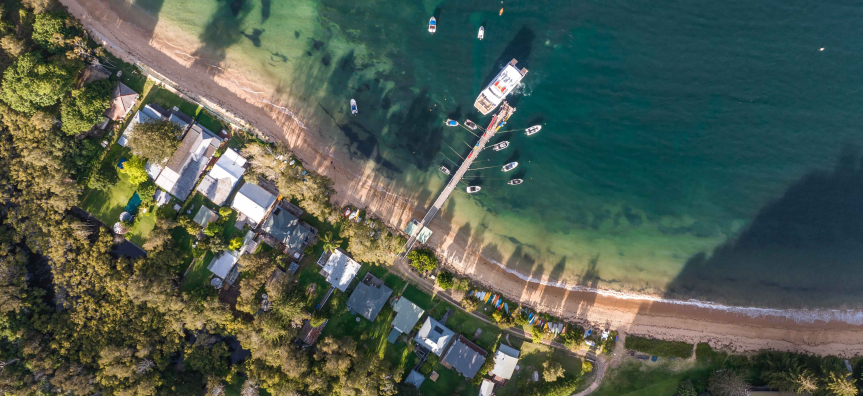 Drone image of Mackerel Beach