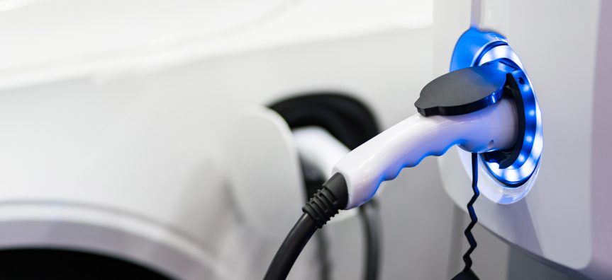 EV vehicle being charged