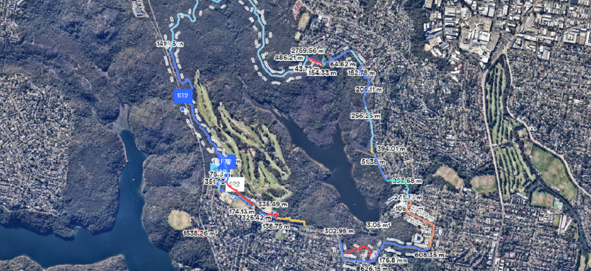 Aerial of Manly Dam mountain bike trail