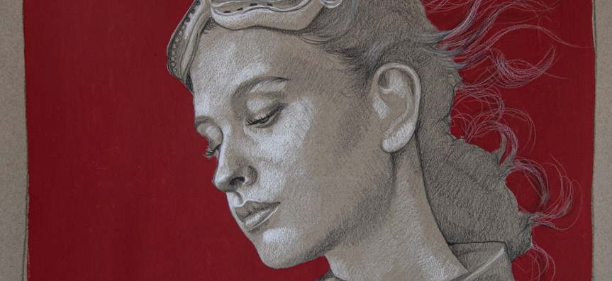 Portrait drawing of young woman by Kathrin Longhurst