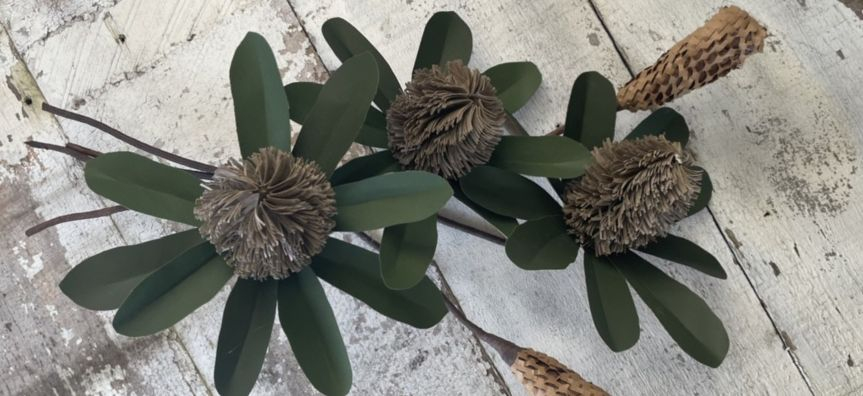 Banksia branches made from paper. 