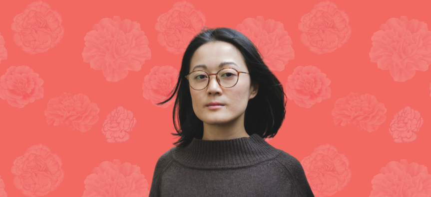 Photo of author Jessie Tu with a background of flowers
