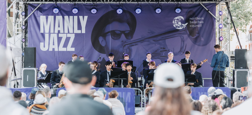 School band playing on stage