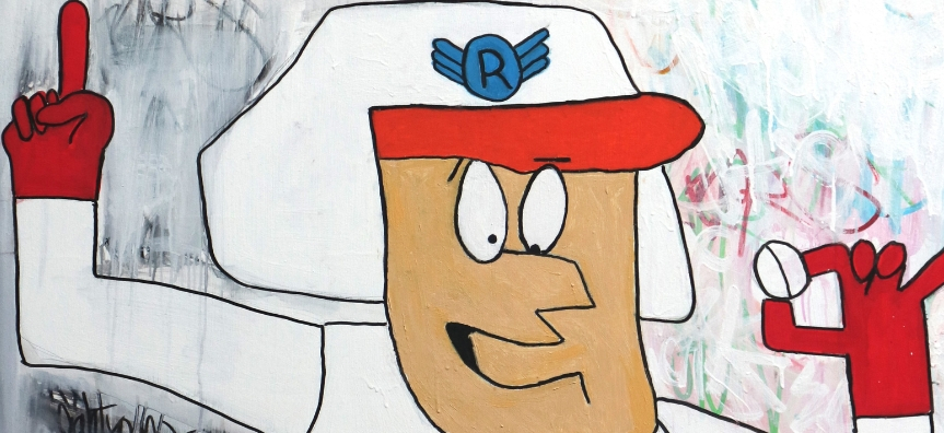 graphic painting of the cartoon character, Roger Ramjet