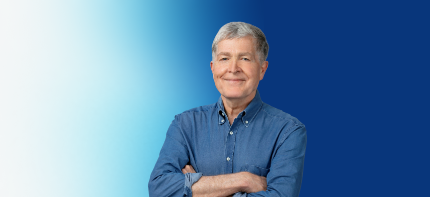 photo of a man in a blue shirt