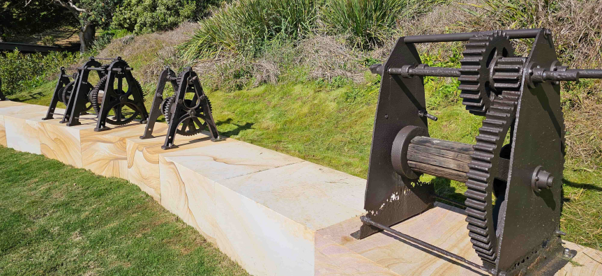 4 restored winches at Fishermans Beach Long Reef