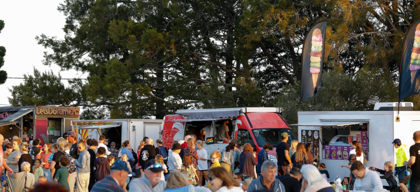 food trucks in a park