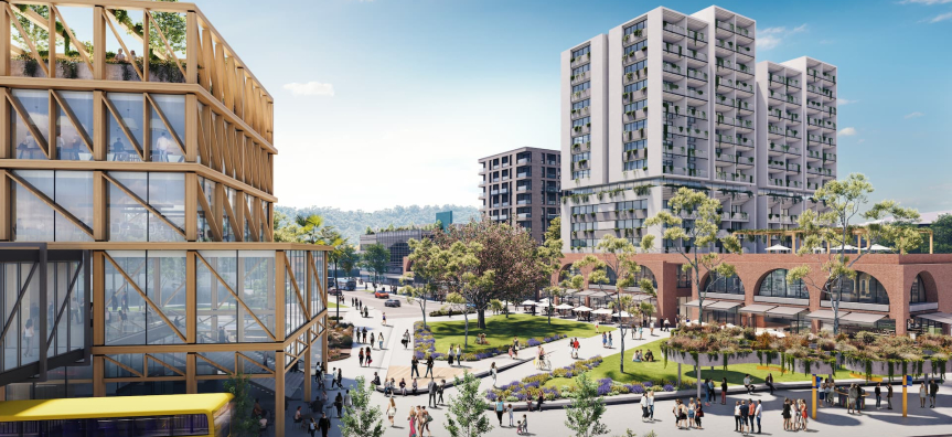 Potential future Town Square, as viewed from Pittwater Rd