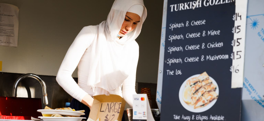 woman in gozleme food truck