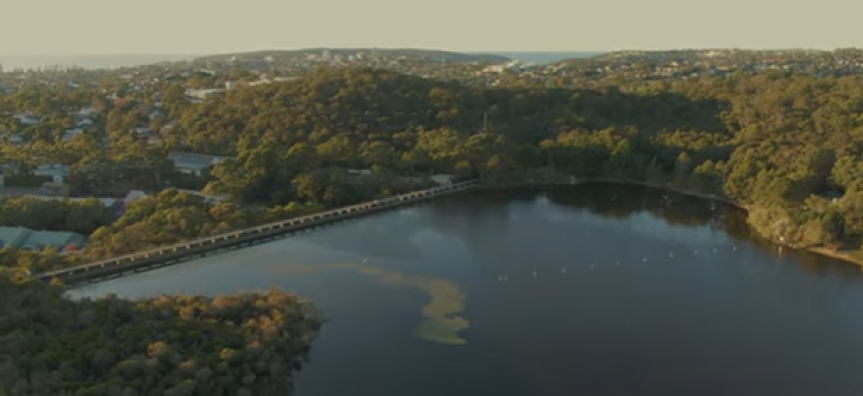 aerial image of Manly Dam