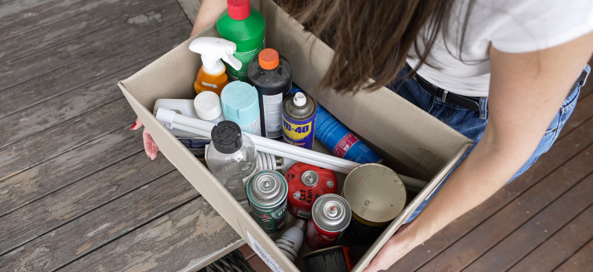 box of chemicals for cleanout