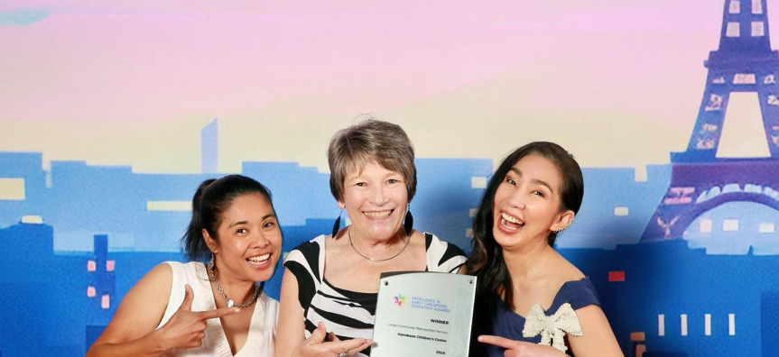 Aom, Brigid and Shirley with the winning award for Narrabeen Childrens Centre