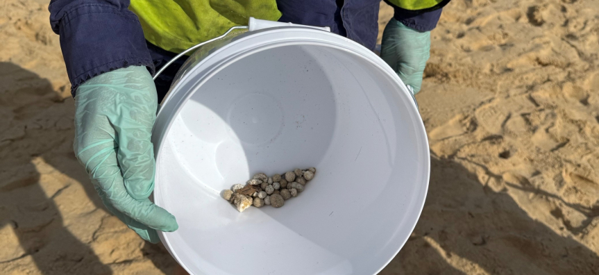 Pollution balls washed up on the our beaches 