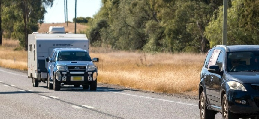 larger caravan on the road