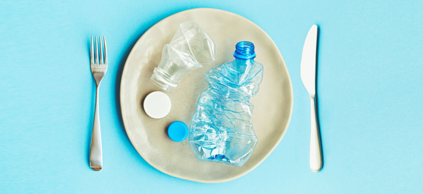 Plastic bottle and plate