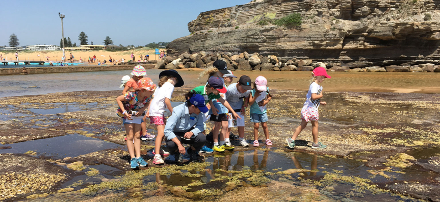 Children playing on the rocks