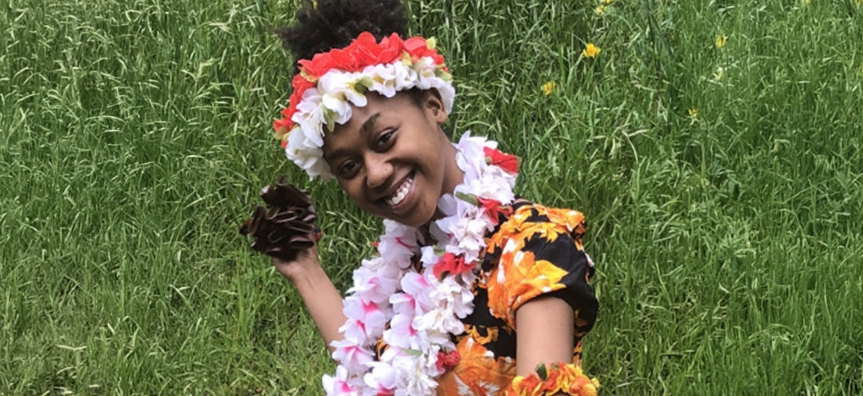 indigenous girl, flowers