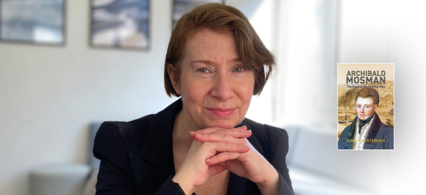 Photo of author Dimity Mortensen with book cover