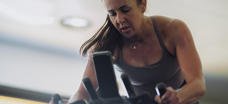 Woman on exercise bike at Manly Aquatic Centre