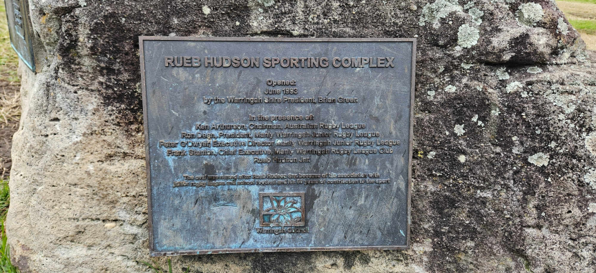 Reub Hudson Oval - Reub Hudson plaque