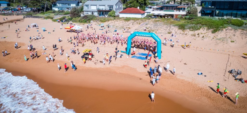 aerial shot of swimming contest