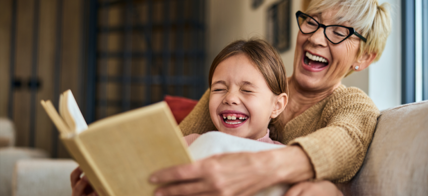 grandparent, book, girl