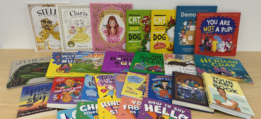 Books laid out on a table