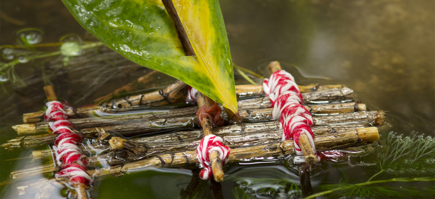 Small raft made out of natural materials