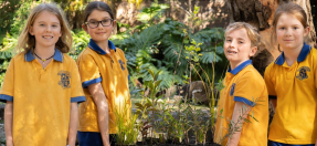 children planting natives